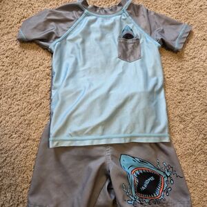 Aqua & Gray Kids Shark Swim Set